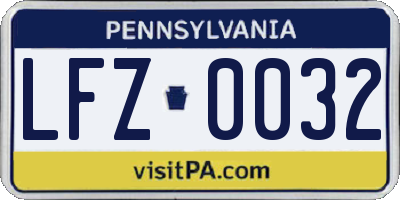 PA license plate LFZ0032