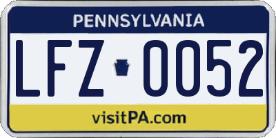 PA license plate LFZ0052