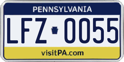 PA license plate LFZ0055