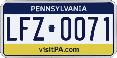 PA license plate LFZ0071