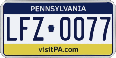 PA license plate LFZ0077