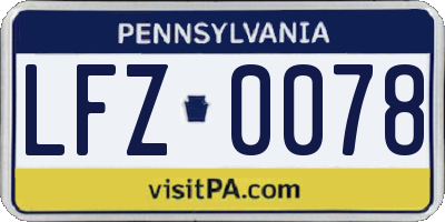 PA license plate LFZ0078