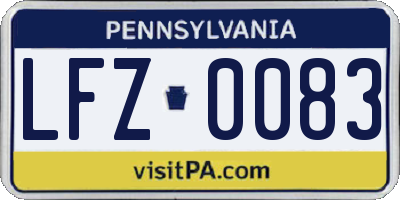 PA license plate LFZ0083