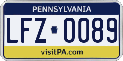 PA license plate LFZ0089