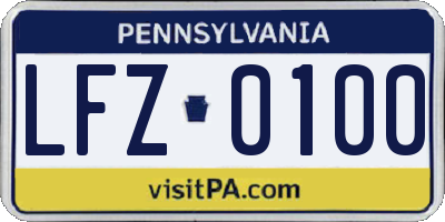 PA license plate LFZ0100