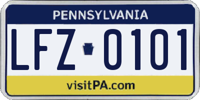PA license plate LFZ0101