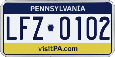 PA license plate LFZ0102