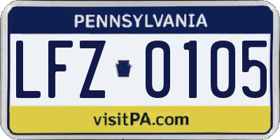 PA license plate LFZ0105