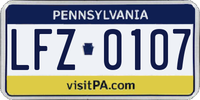 PA license plate LFZ0107