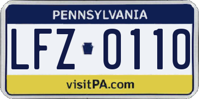 PA license plate LFZ0110