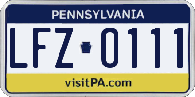 PA license plate LFZ0111