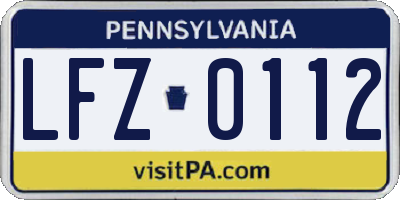 PA license plate LFZ0112