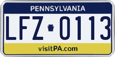 PA license plate LFZ0113