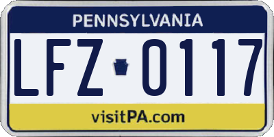 PA license plate LFZ0117