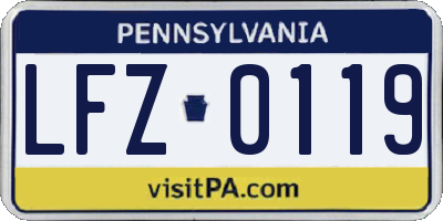 PA license plate LFZ0119
