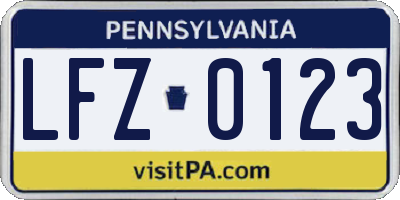 PA license plate LFZ0123