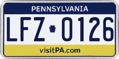 PA license plate LFZ0126