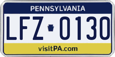 PA license plate LFZ0130