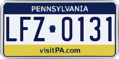 PA license plate LFZ0131