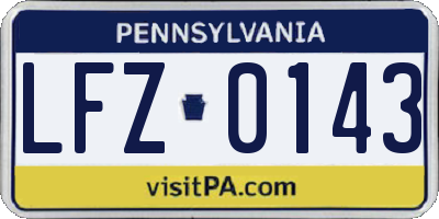 PA license plate LFZ0143