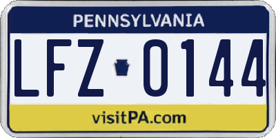 PA license plate LFZ0144