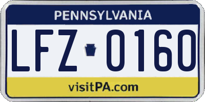PA license plate LFZ0160