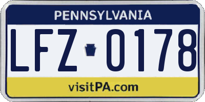 PA license plate LFZ0178