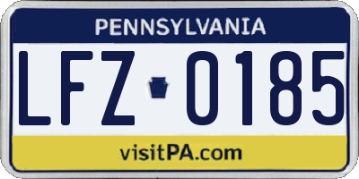 PA license plate LFZ0185