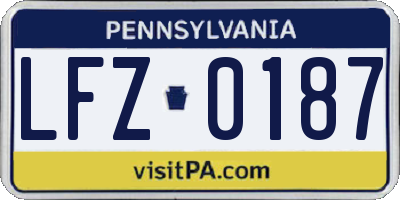 PA license plate LFZ0187