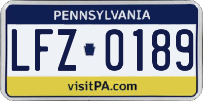 PA license plate LFZ0189