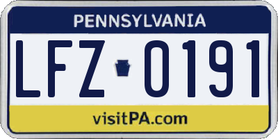 PA license plate LFZ0191