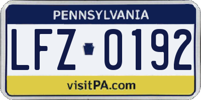 PA license plate LFZ0192