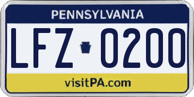 PA license plate LFZ0200