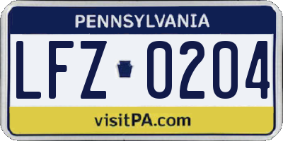 PA license plate LFZ0204