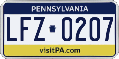 PA license plate LFZ0207