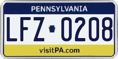 PA license plate LFZ0208