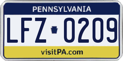 PA license plate LFZ0209