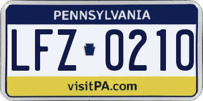 PA license plate LFZ0210