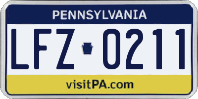 PA license plate LFZ0211