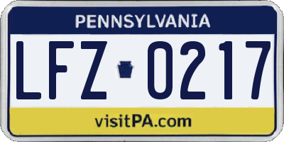 PA license plate LFZ0217