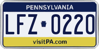 PA license plate LFZ0220