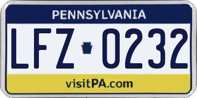 PA license plate LFZ0232