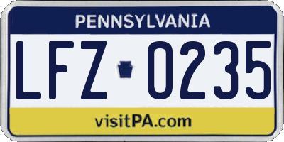 PA license plate LFZ0235