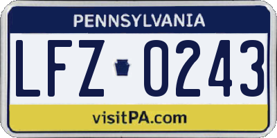 PA license plate LFZ0243