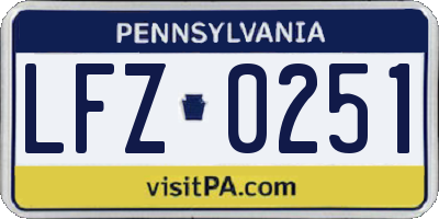 PA license plate LFZ0251