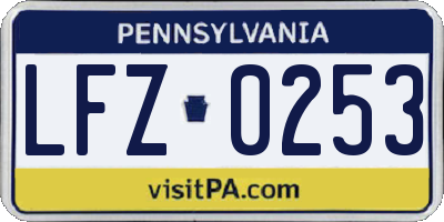 PA license plate LFZ0253