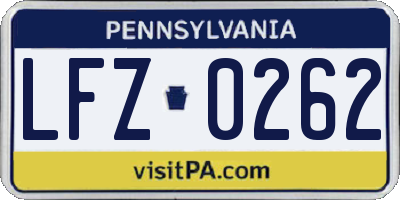 PA license plate LFZ0262