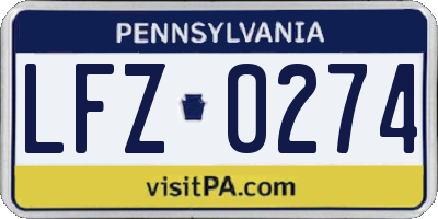 PA license plate LFZ0274