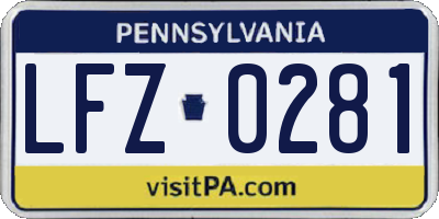 PA license plate LFZ0281