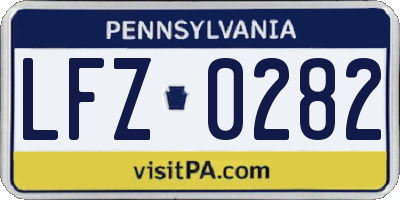 PA license plate LFZ0282